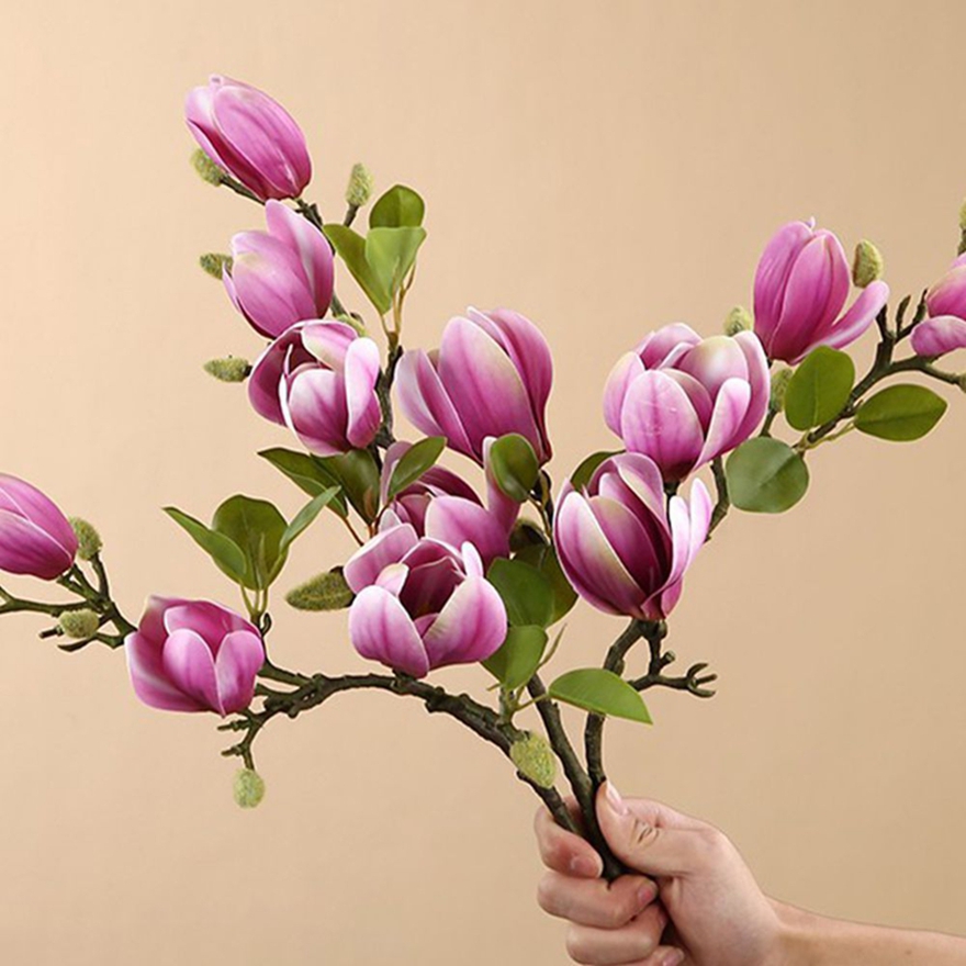 Bonsai Garden Photos - Fleurs artificielles Soie Magnolia Bouquet Bricolage